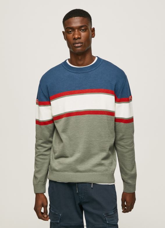 men_casting_pepe_jeans_striped_print_cotton_jersey_60j40849.jpg Men Casting Pepe Jeans Striped Print Cotton Jersey 60J40849 - Image 1