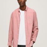 Men Cloudy Pink Pepe Jeans Lowell Regular Fit Oxford Shirt 60J401048