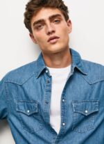 Men Denim Pepe Jeans Carson Regular Fit Denim Shirt 60J401020