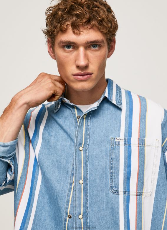 Men Denim Pepe Jeans Devon Oversized Denim Overshirt 60J401021 - Image 4