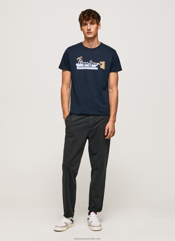 Men Dulwich Pepe Jeans Cotton T-Shirt With Brushes Logo 60J40932 - Image 2