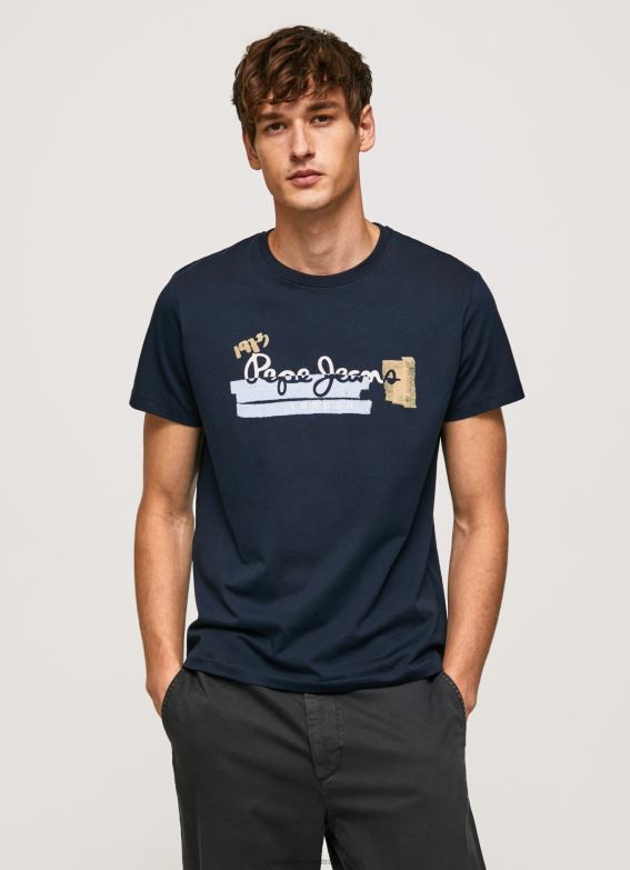 Men Dulwich Pepe Jeans Cotton T-Shirt With Brushes Logo 60J40932 - Image 3