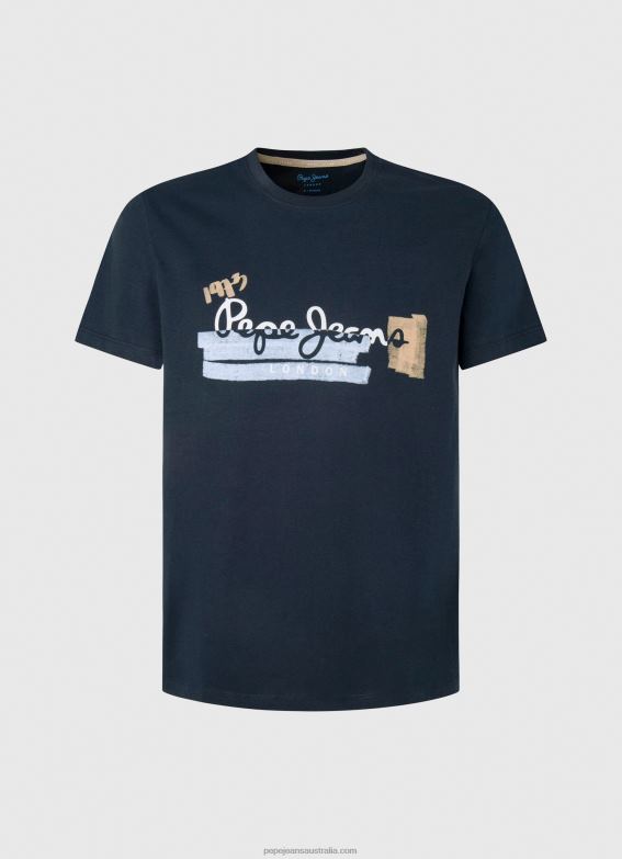 Men Dulwich Pepe Jeans Cotton T-Shirt With Brushes Logo 60J40932 - Image 5