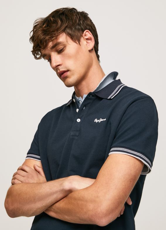 men_dulwich_pepe_jeans_embroidered_logo_pique_polo_shirt_60j401076.jpg Men Dulwich Pepe Jeans Embroidered Logo Pique Polo Shirt 60J401076 - Image 1