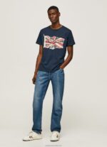 Men Dulwich Pepe Jeans Flag Logo N Waving Flag T-Shirt 60J40935 - Image 2