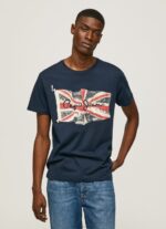 Men Dulwich Pepe Jeans Flag Logo N Waving Flag T-Shirt 60J40935 - Image 3