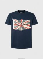 Men Dulwich Pepe Jeans Flag Logo N Waving Flag T-Shirt 60J40935 - Image 5