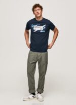 Men Dulwich Pepe Jeans Flag Print Cotton T-Shirt 60J40956 - Image 2