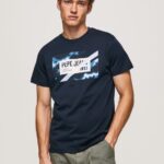 Men Dulwich Pepe Jeans Flag Print Cotton T-Shirt 60J40956