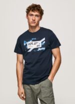 Men Dulwich Pepe Jeans Flag Print Cotton T-Shirt 60J40956
