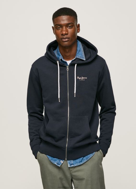 men_dulwich_pepe_jeans_logo_print_zipped_jumper_60j40905.jpg Men Dulwich Pepe Jeans Logo Print Zipped Jumper 60J40905 - Image 1