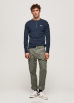 Men Dulwich Pepe Jeans Waffle Knit Cotton T-Shirt 60J40923 - Image 2