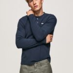 Men Dulwich Pepe Jeans Waffle Knit Cotton T-Shirt 60J40923