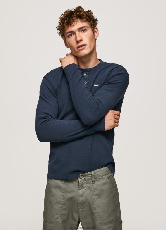 men_dulwich_pepe_jeans_waffle_knit_cotton_t_shirt_60j40923.jpg Men Dulwich Pepe Jeans Waffle Knit Cotton T-Shirt 60J40923 - Image 1