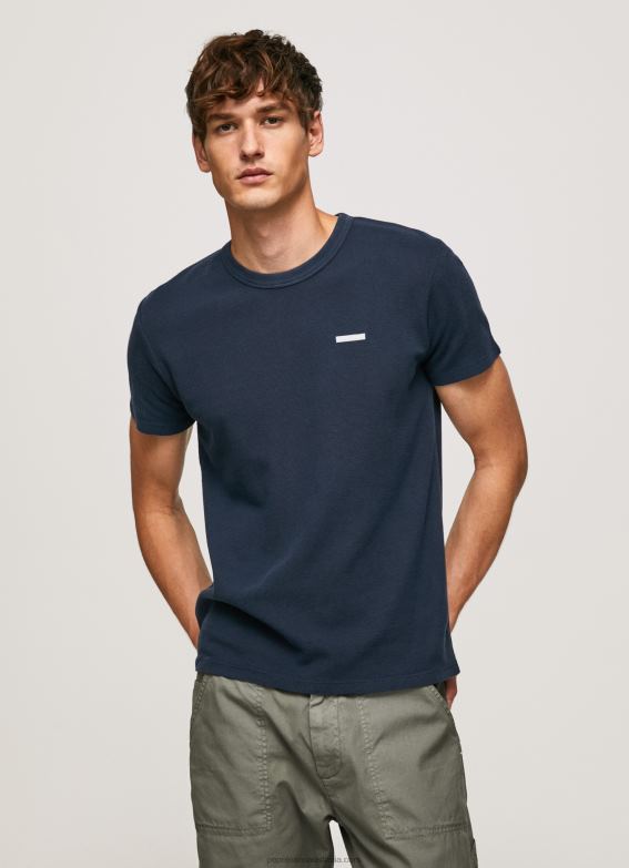 men_dulwich_pepe_jeans_waffle_knit_cotton_t_shirt_60j40959.jpg Men Dulwich Pepe Jeans Waffle Knit Cotton T-Shirt 60J40959 - Image 1