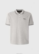 Men Grey Marl Pepe Jeans Embroidered Logo Pique Polo Shirt 60J401077 - Image 5