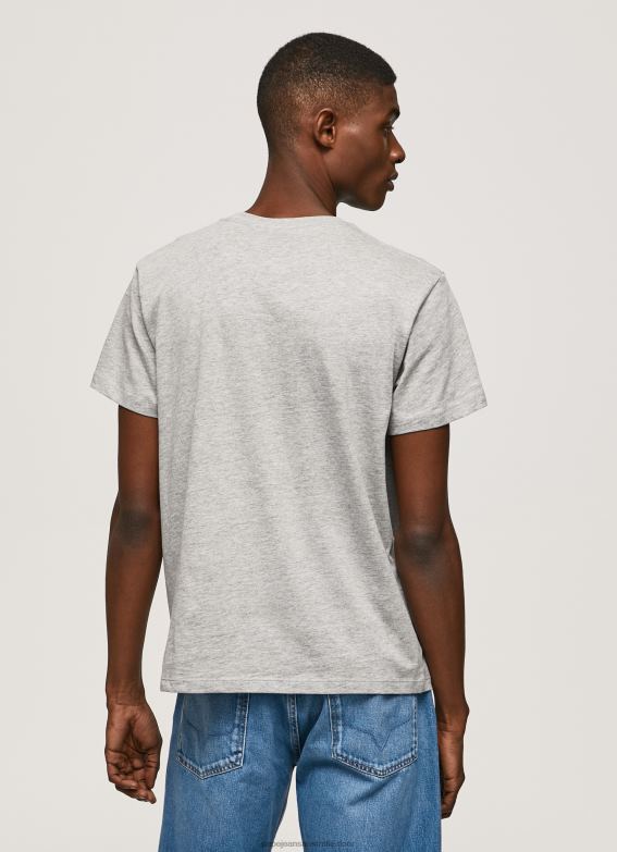 Men Grey Marl Pepe Jeans Flag Logo N Waving Flag T-Shirt 60J40936 - Image 4