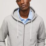 Men Grey Marl Pepe Jeans Logo Print Zipped Jumper 60J40883