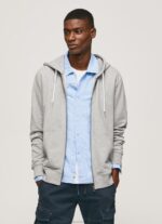 Men Grey Marl Pepe Jeans Logo Print Zipped Jumper 60J40883 - Image 3