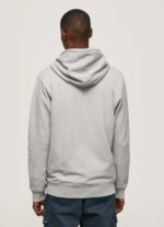 Men Grey Marl Pepe Jeans Logo Print Zipped Jumper 60J40883 - Image 4