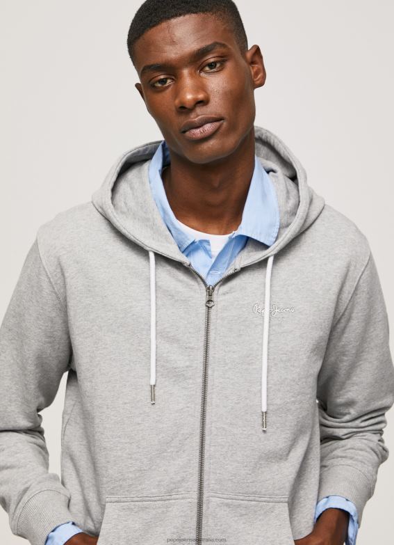 men_grey_marl_pepe_jeans_logo_print_zipped_jumper_60j40883.jpg Men Grey Marl Pepe Jeans Logo Print Zipped Jumper 60J40883 - Image 1