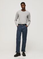 Men Grey Marl Pepe Jeans Long-Sleeved Cotton T-Shirt 60J401006 - Image 2