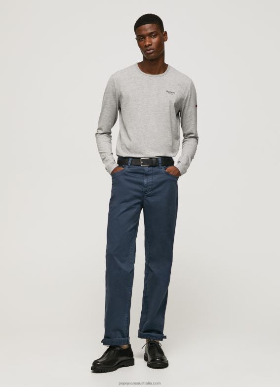 Men Grey Marl Pepe Jeans Long-Sleeved Cotton T-Shirt 60J401006 - Image 2