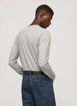 Men Grey Marl Pepe Jeans Long-Sleeved Cotton T-Shirt 60J401006 - Image 4