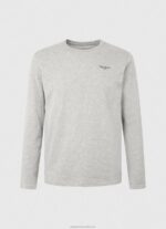 Men Grey Marl Pepe Jeans Long-Sleeved Cotton T-Shirt 60J401006 - Image 5