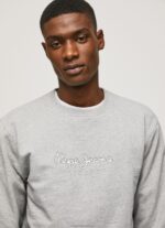 Men Grey Marl Pepe Jeans Printed Logo Cotton Jumper 60J40895 - Image 3