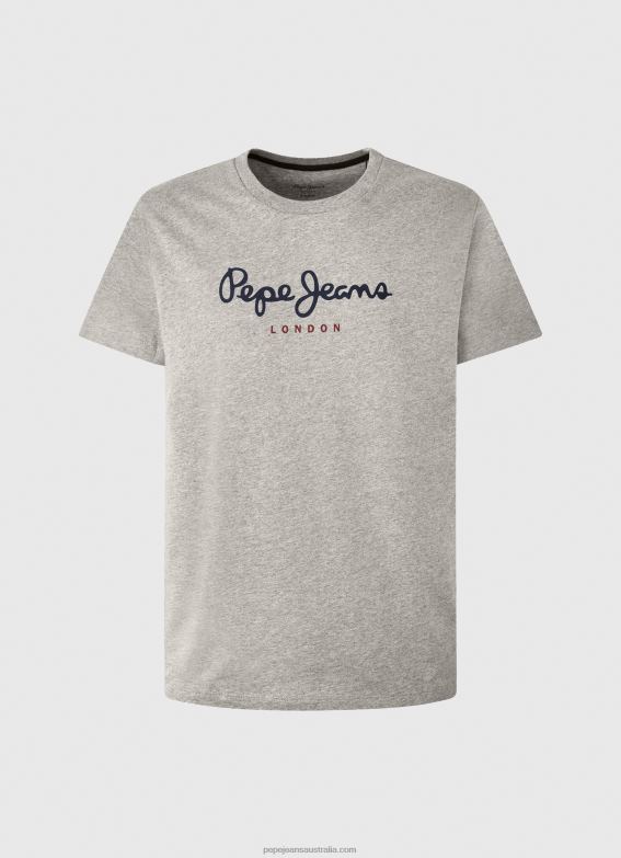 Men Grey Marl Pepe Jeans Printed Logo Cotton T-Shirt 60J401001 - Image 5