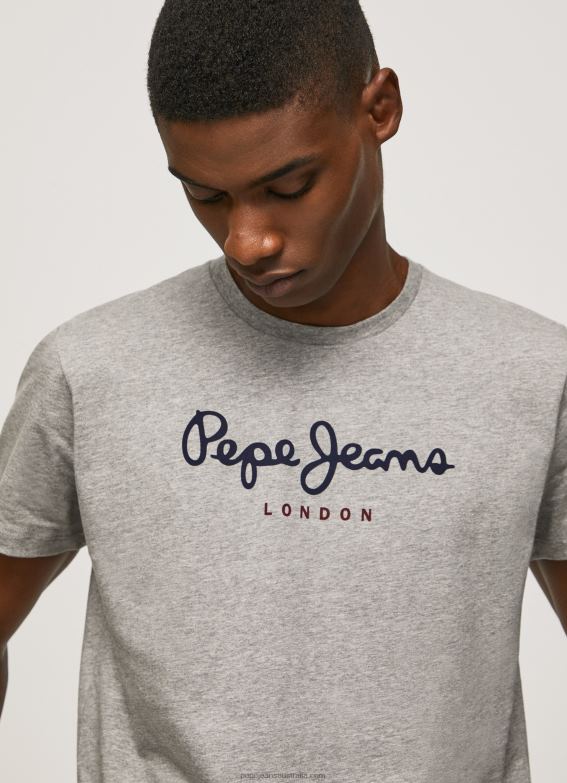 men_grey_marl_pepe_jeans_printed_logo_cotton_t_shirt_60j401001.jpg Men Grey Marl Pepe Jeans Printed Logo Cotton T-Shirt 60J401001 - Image 1