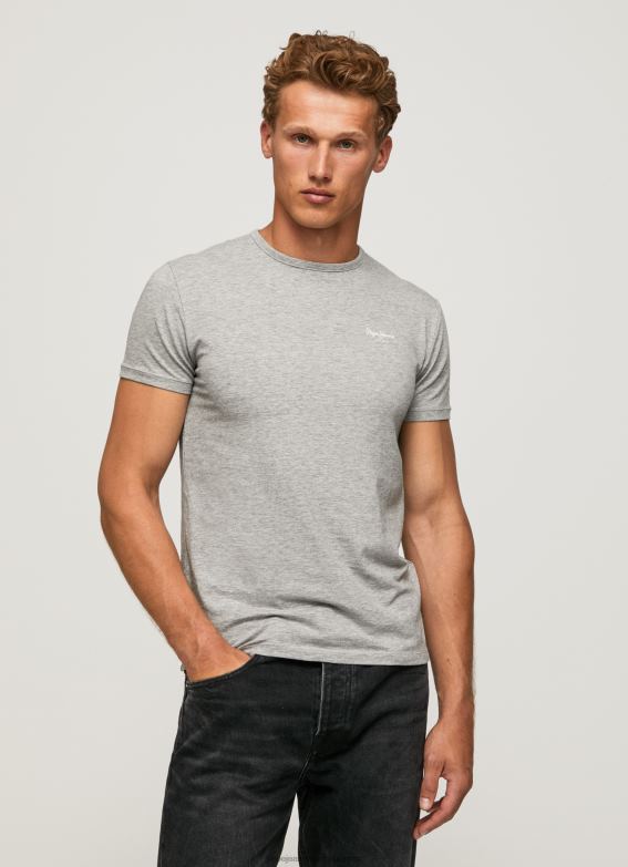 Men Grey Marl Pepe Jeans Printed Logo Cotton T-Shirt 60J401013 - Image 3