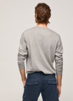 Men Grey Marl Pepe Jeans Printed Logo Cotton T-Shirt 60J401017 - Image 3