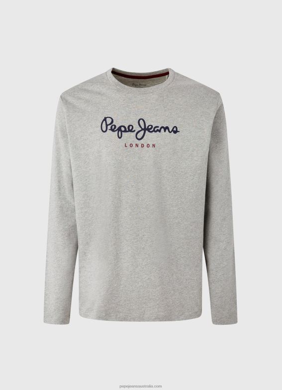 Men Grey Marl Pepe Jeans Printed Logo Cotton T-Shirt 60J401017 - Image 4