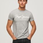 Men Grey Marl Pepe Jeans Short-Sleeved Cotton T-Shirt 60J401004