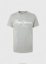 Men Grey Marl Pepe Jeans Short-Sleeved Cotton T-Shirt 60J401004 - Image 4