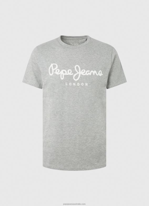 Men Grey Marl Pepe Jeans Short-Sleeved Cotton T-Shirt 60J401004 - Image 4