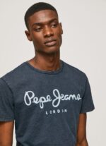 Men Indigo Pepe Jeans Essentialenim N Printed Logo T-Shirt 60J401015