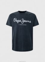 Men Indigo Pepe Jeans Essentialenim N Printed Logo T-Shirt 60J401015 - Image 5