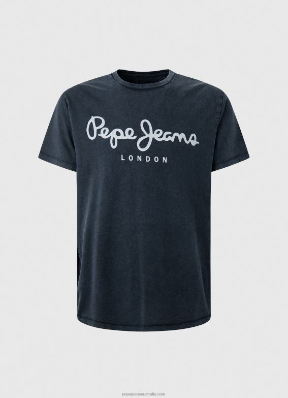 Men Indigo Pepe Jeans Essentialenim N Printed Logo T-Shirt 60J401015 - Image 5