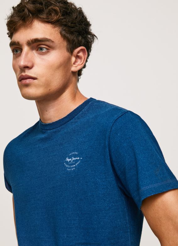 men_indigo_pepe_jeans_printed_logo_cotton_t_shirt_60j40968.jpg Men Indigo Pepe Jeans Printed Logo Cotton T-Shirt 60J40968 - Image 1