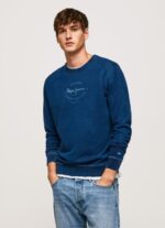Men Indigo Pepe Jeans Rounded Collar Cotton Jumper 60J40868