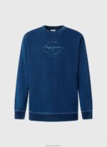 Men Indigo Pepe Jeans Rounded Collar Cotton Jumper 60J40868 - Image 5