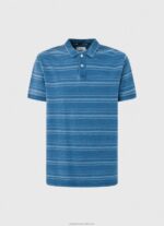 Men Indigo Pepe Jeans Striped Printed Cotton Polo Shirt 60J401083 - Image 5