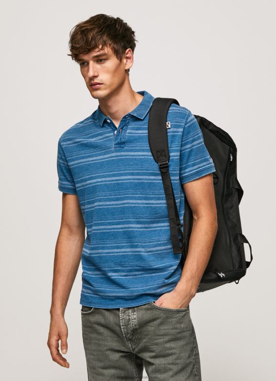 men_indigo_pepe_jeans_striped_printed_cotton_polo_shirt_60j401083.jpg Men Indigo Pepe Jeans Striped Printed Cotton Polo Shirt 60J401083 - Image 1