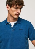 Men Indigo Pepe Jeans Worn-Effect Cotton Polo Shirt 60J401079 - Image 3