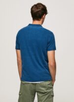 Men Indigo Pepe Jeans Worn-Effect Cotton Polo Shirt 60J401079 - Image 4