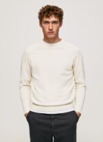 Men Ivory Pepe Jeans Round Collar Cotton Jersey 60J40865