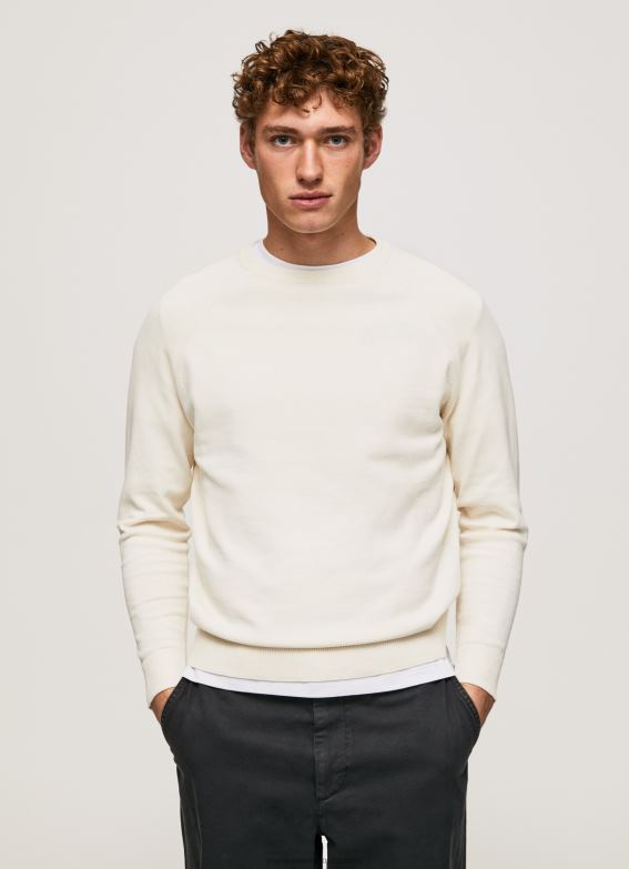 men_ivory_pepe_jeans_round_collar_cotton_jersey_60j40865.jpg Men Ivory Pepe Jeans Round Collar Cotton Jersey 60J40865 - Image 1